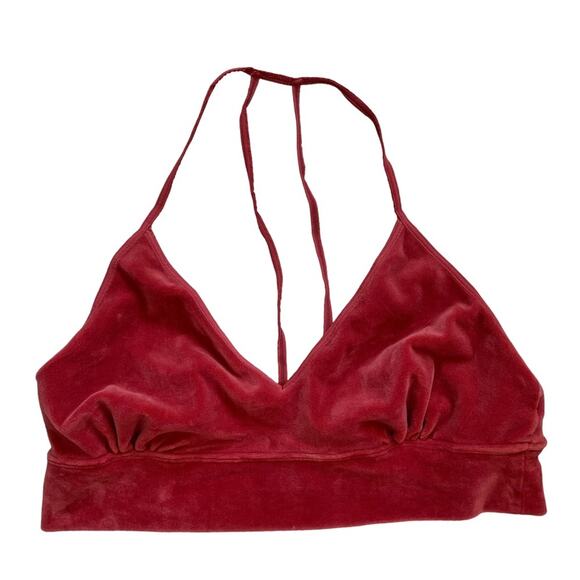 Anthropologie Floreat Raspberry Velour T Strap Bralette Bloggers Fave Large - Picture 5 of 7